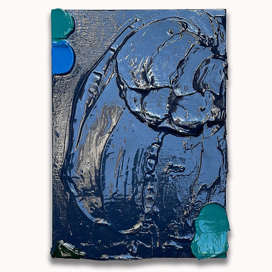 Navy Blue Dot Impasto - Original painting by Tory Burke