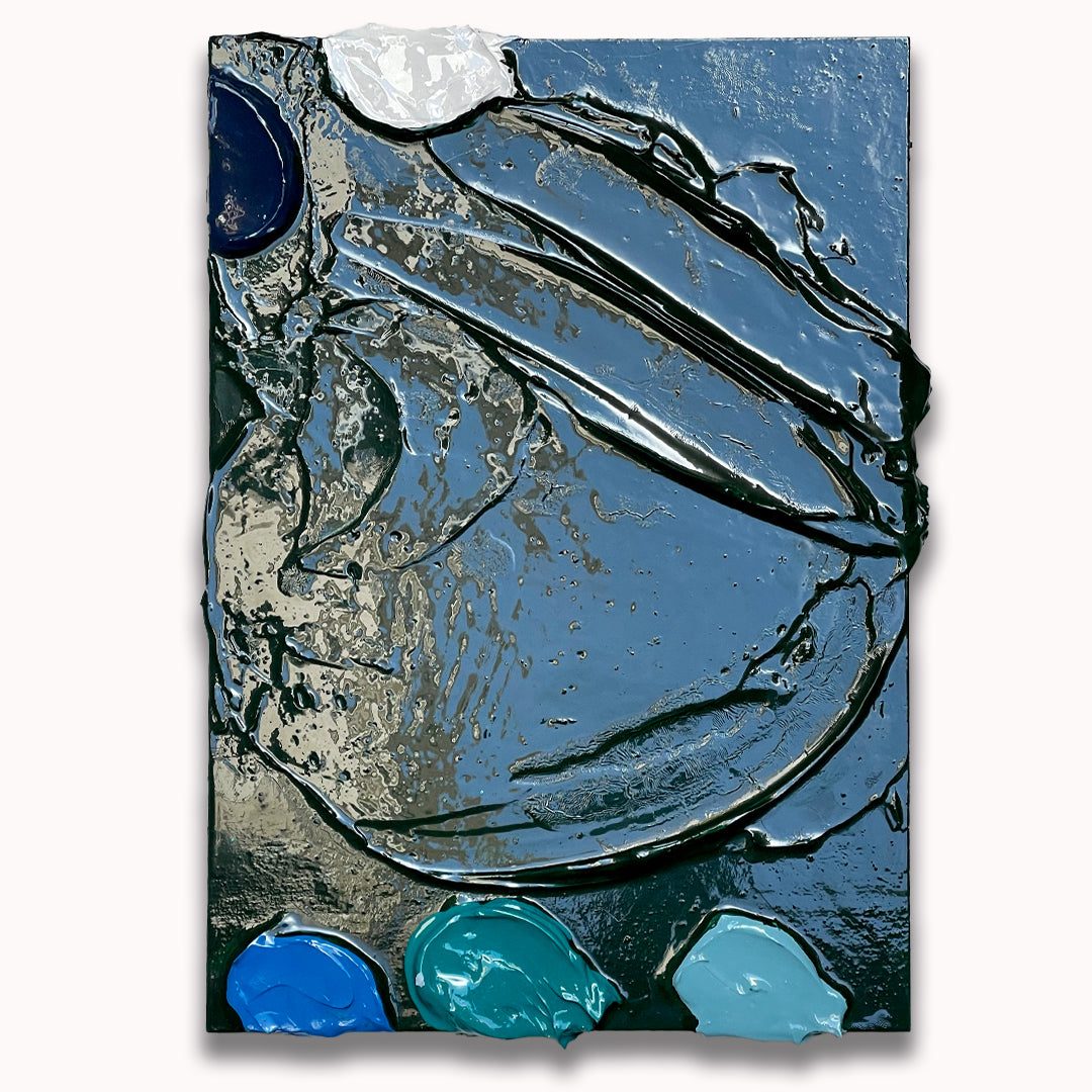 Dark Green Dot Impasto - Original painting by Tory Burke