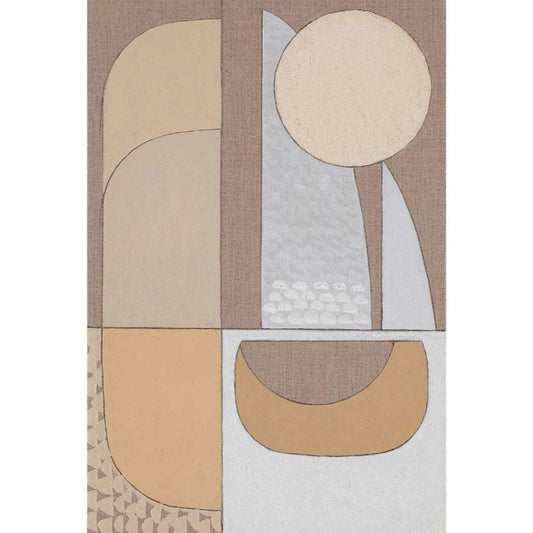 Neutral butter-toned abstract wall art with textured stucco finish