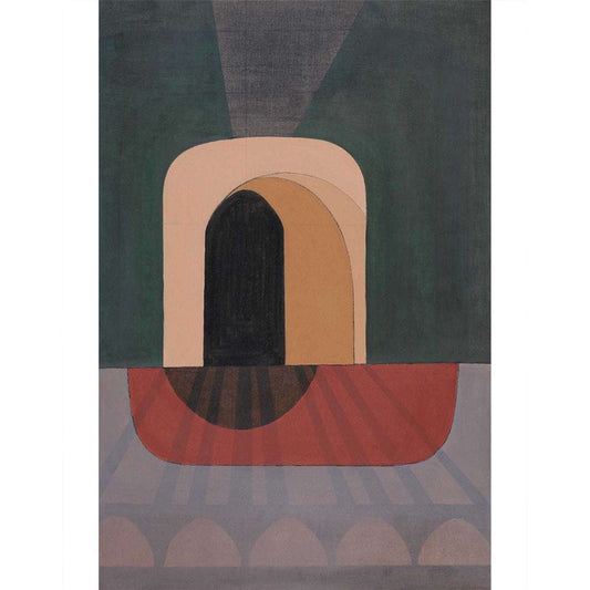 A wall art print of a painting named 'Hades Arch', featuring a central arch with layers of paint creating a sense of depth and mystery, predominantly in dark tones with a hint of red at the base.