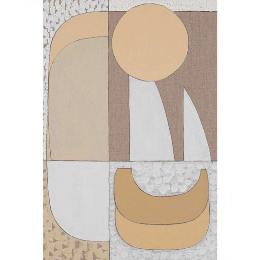 An unframed Giclee print featuring a small and simple geometric artwork with buttery oil paint texture on a warm Italian linen background.