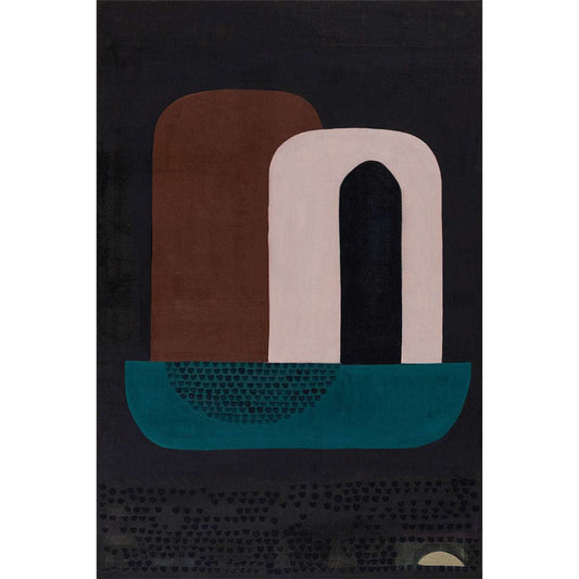 Dark abstract wall art print with geometric arch composition