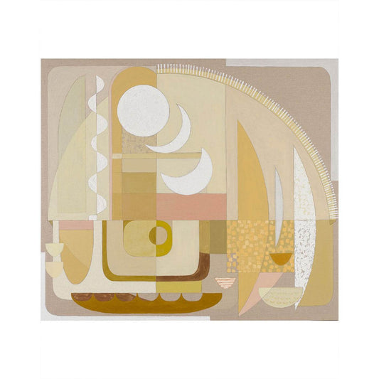 Abstract wall art print in yellow and blush tones with geometric composition