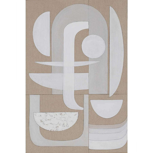 An unframed Giclee print featuring a balanced geometric pattern with subtle stucco-style paint textures, predominantly in neutral colors.