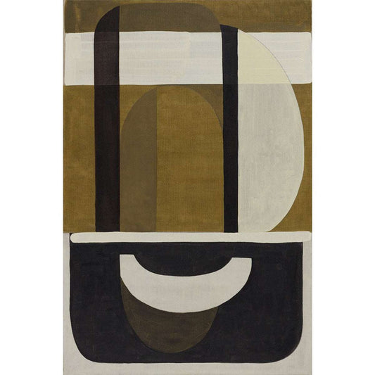 Dark abstract wall art print with olive and neutral tones