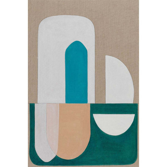 Blue abstract wall art print with geometric composition