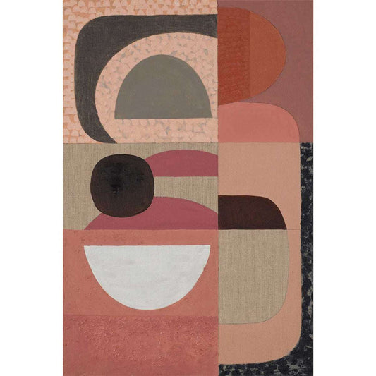 Pink and green abstract wall art print with textured stucco finish