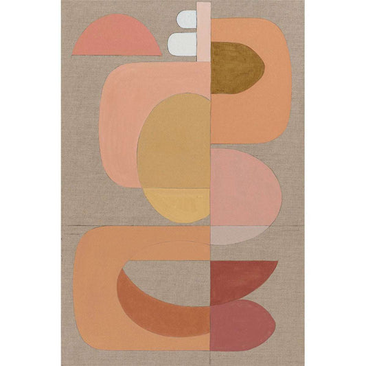 A unframed Giclee print featuring abstract warm geometric forms in a minimalistic color palette on a beige background.