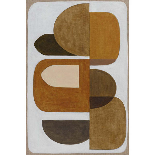 A Giclee print featuring abstract geometric shapes in various shades of sienna and beige, with a predominantly earthy color palette.